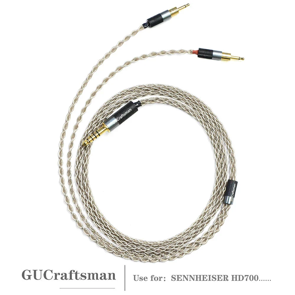 GUCraftsman 6N Single Crystal Silver Headphone Replacement Cables For SENNHEISER HD700
