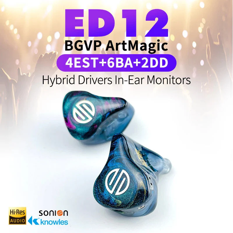 BGVP ArtMagic ED12 4EST+4BA+4DD Hybrid Drivers Hifi Music In-Ear Monitor - Image 4