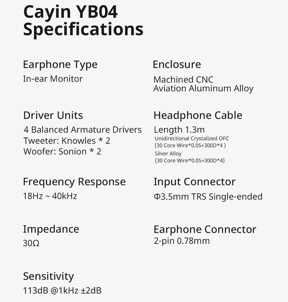 Cayin YB04 in-Ear Monitor with Four Balanced Armature Drivers Earphone - Image 6