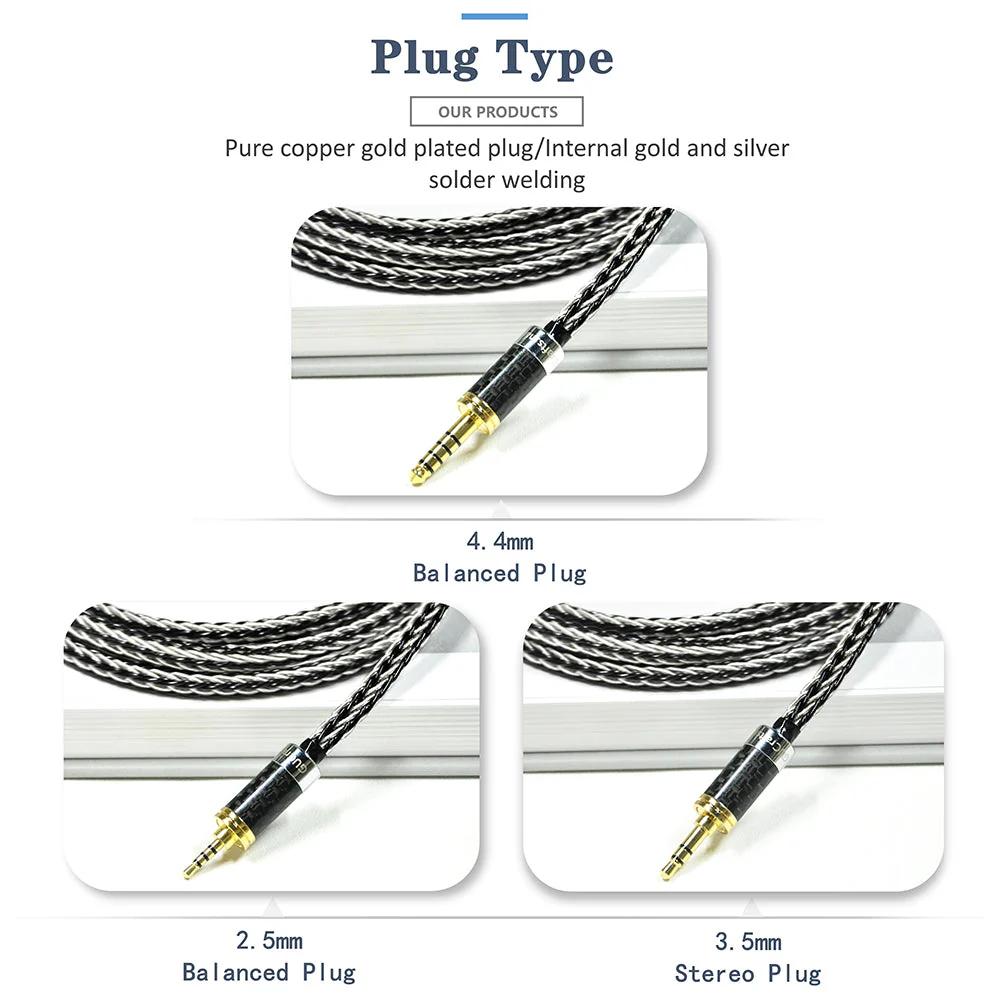GUCraftsman 16 Strands 7N Single Crystal Copper/Silver Mixed Earphone Cable - MMCX Connector - Image 6