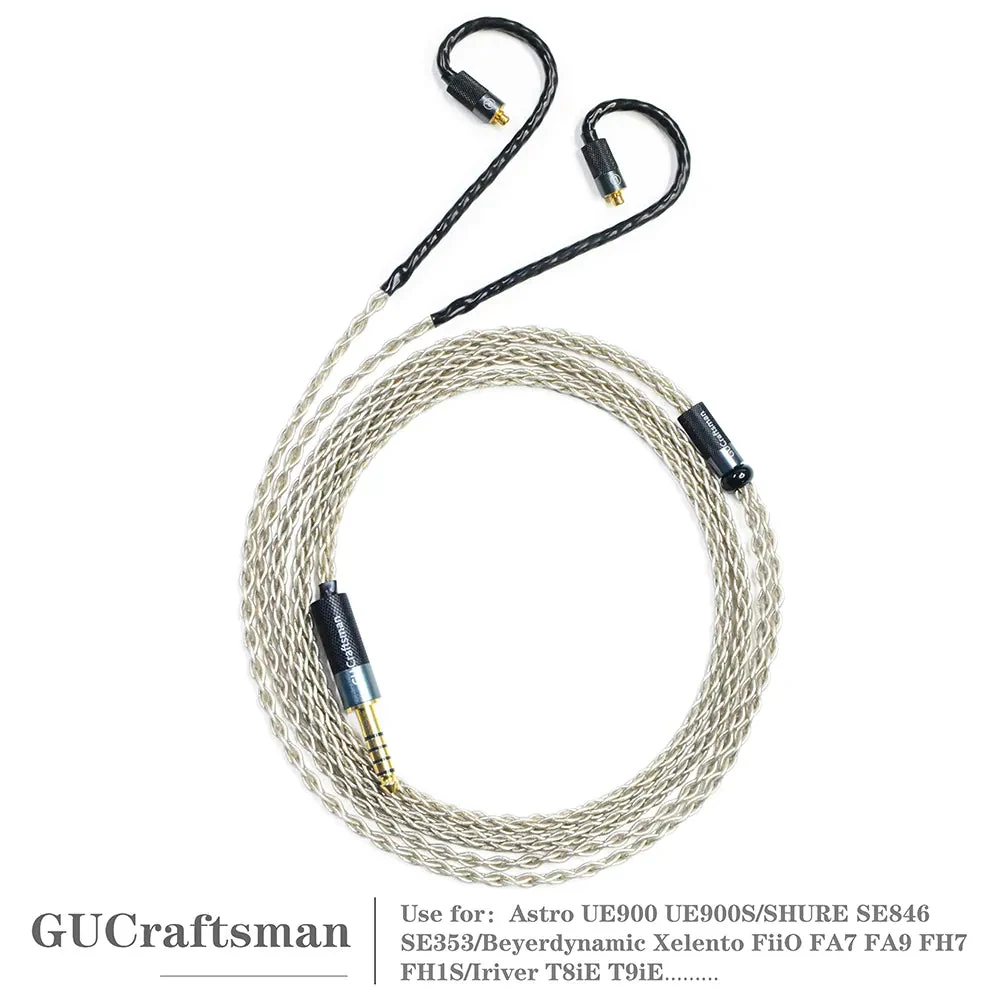 GUCraftsman 6N Single Crystal Silver MMCX Earphone Cables For SHURE SE846 Xelento Remote T8iE T9iE DK3001Pro UE900S