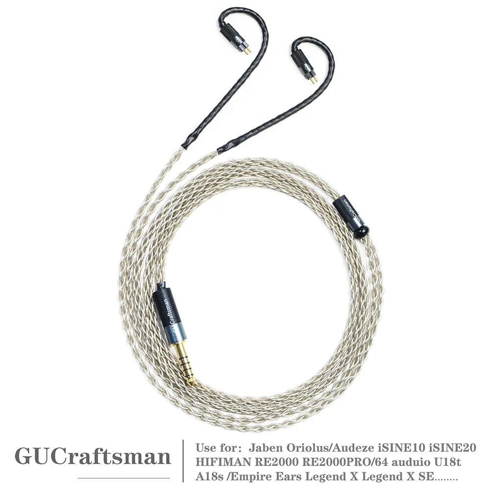 GUCraftsman 6N Single Crystal Silver 0.78mm Earphone Cables For A12t/U12 A18 TIA Oriolus RE2000PRO iSINE20