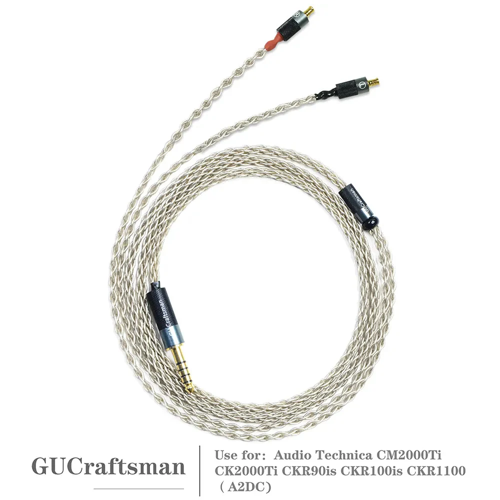 GUCraftsman 6N Single Crystal Silver Earphone Cables For Audio Technica CM2000Ti CK2000Ti CKR90is CKR100is CKR1100