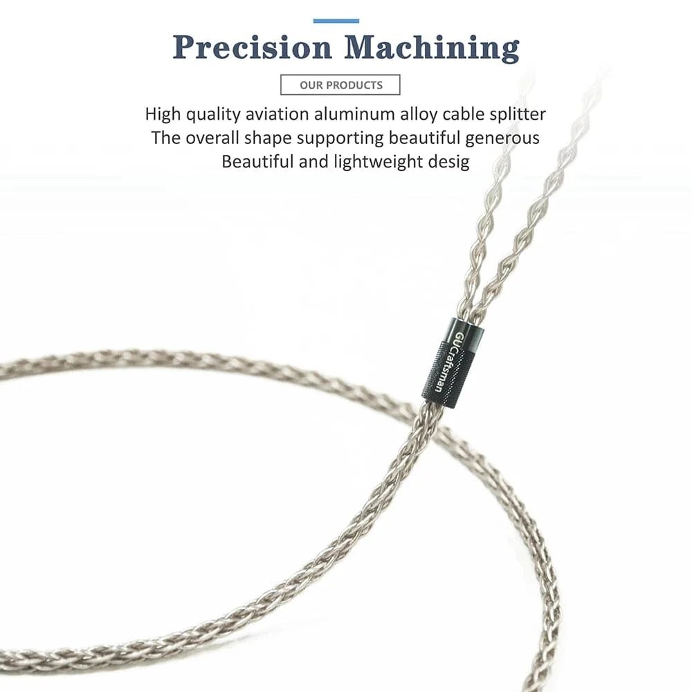 GUCraftsman 6N Single Crystal Silver Headphone Cable For Beyerdynamic T1 T5 2nd Amiron Clear Elear Elegia AH-D9200 AKT5P HA-SW02 - Image 3