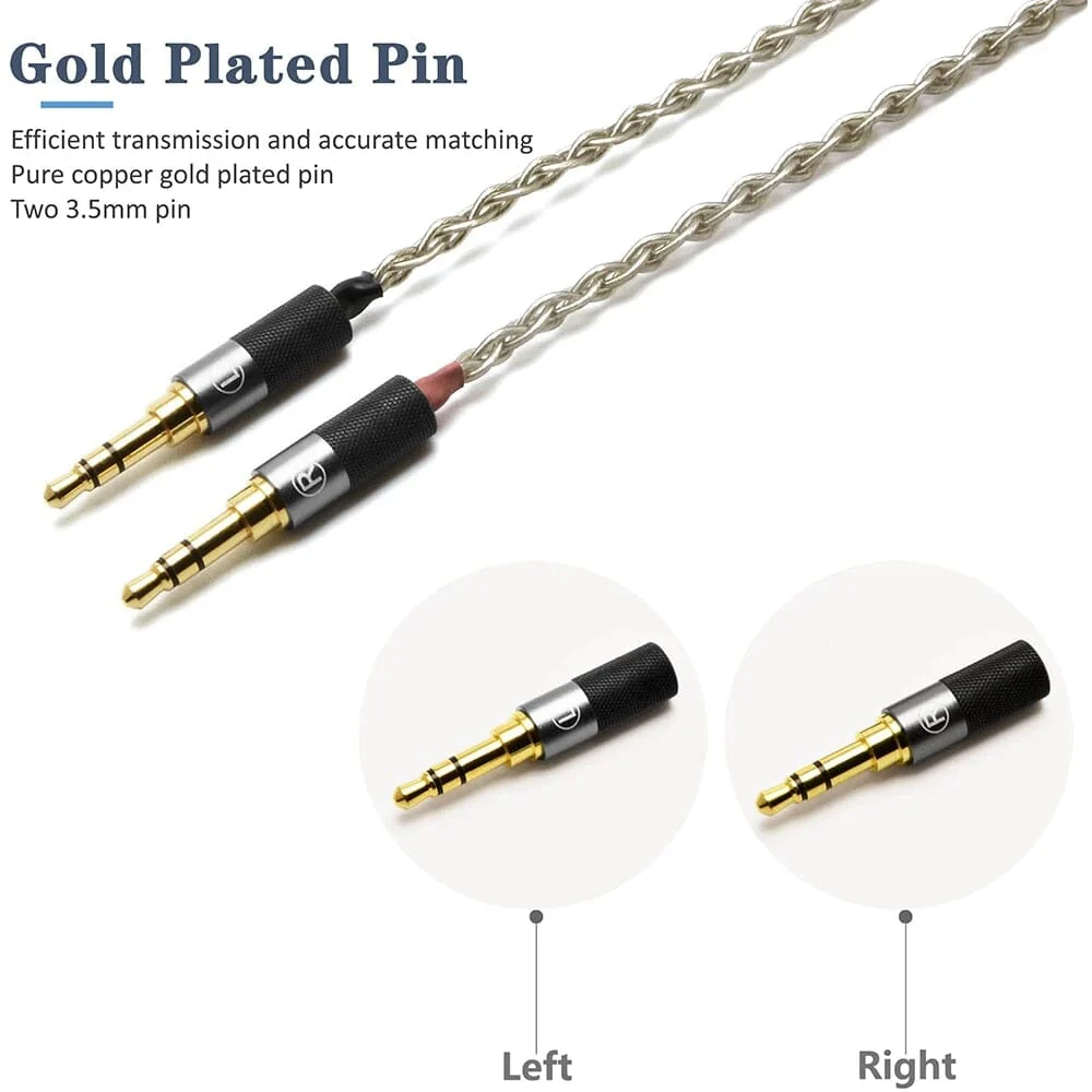 GUCraftsman 6N Single Crystal Silver Headphone Cable For Beyerdynamic T1 T5 2nd Amiron Clear Elear Elegia AH-D9200 AKT5P HA-SW02 - Image 4