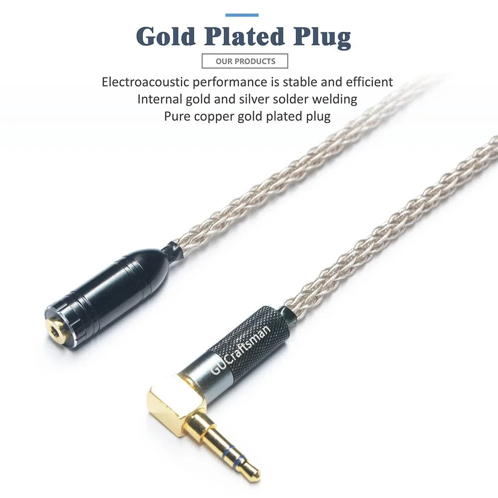 GUCraftsman 6N Silver 8-Core HIFI 2.5mm/4.4mm Balance Headphone Cable For IE800 IE800s - Image 2