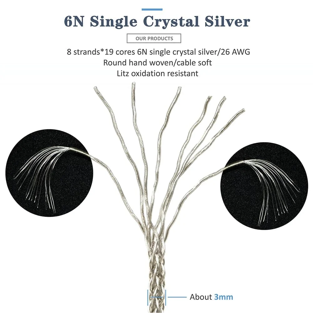 GUCraftsman 6N Single Crystal Silver Headphone Cables For Focal Elegia Clear Stellia Elear Celestee Radiance - Image 6