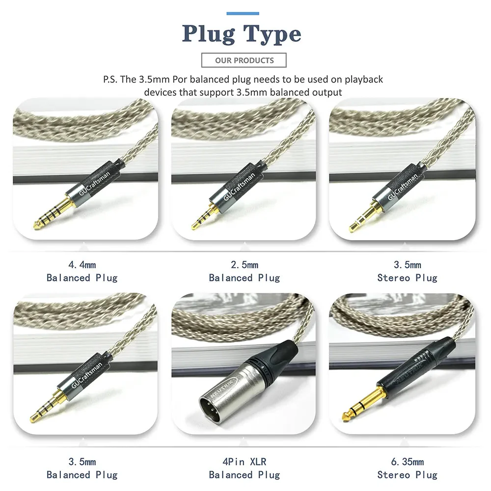 GUCraftsman 6N Single Crystal Silver Headphone Cables For SENNHEISER HD580 HD600 HD650 HD660S - Image 6