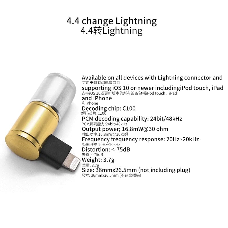 HAKUGEI HiFi Apple Android Adapter -TypeC / Lightning to 4.4mm Converter - Image 2