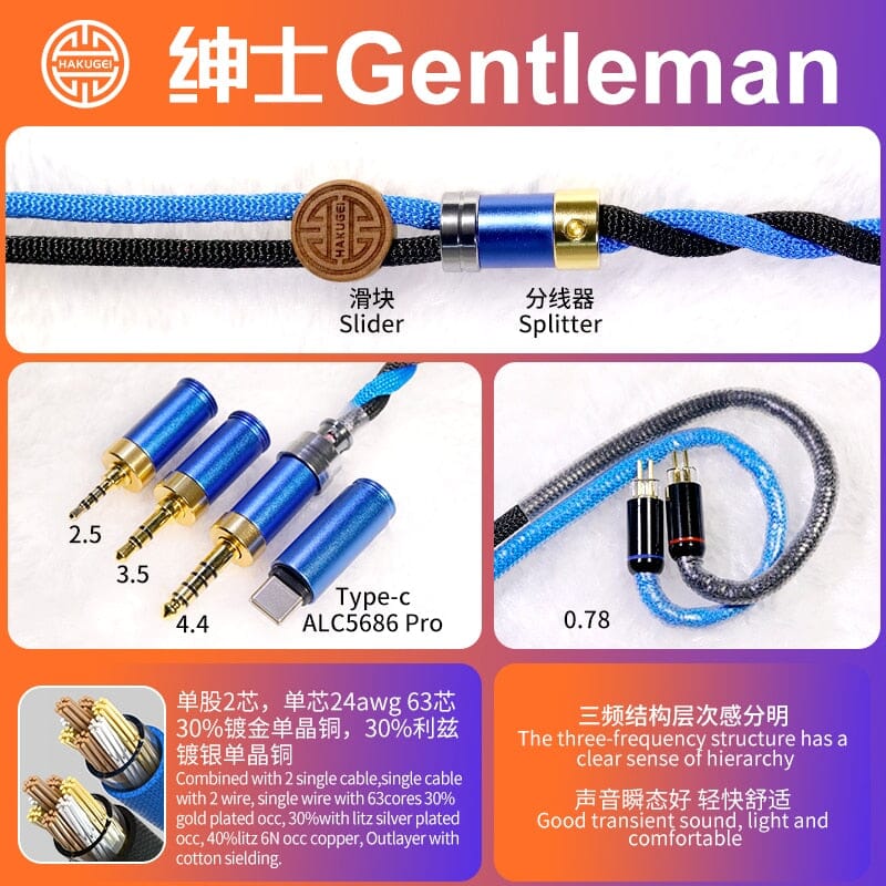HAKUGEI Gentleman Litz 7N OCC Copper With Cotton Fibre Filled Shield 5-in-1 Switchable Plug Earphone Cable - Image 21