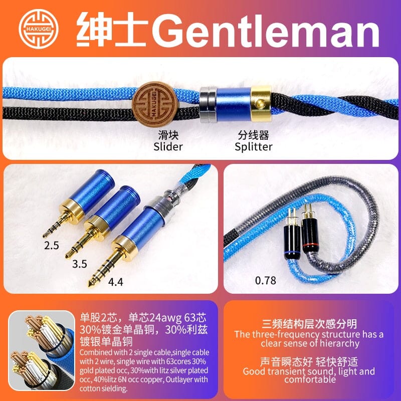 HAKUGEI Gentleman Litz 7N OCC Copper With Cotton Fibre Filled Shield 5-in-1 Switchable Plug Earphone Cable - Image 23