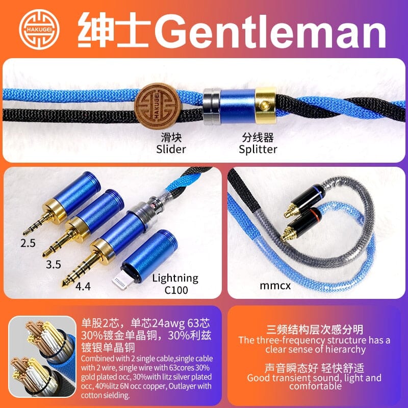 HAKUGEI Gentleman Litz 7N OCC Copper With Cotton Fibre Filled Shield 5-in-1 Switchable Plug Earphone Cable - Image 25