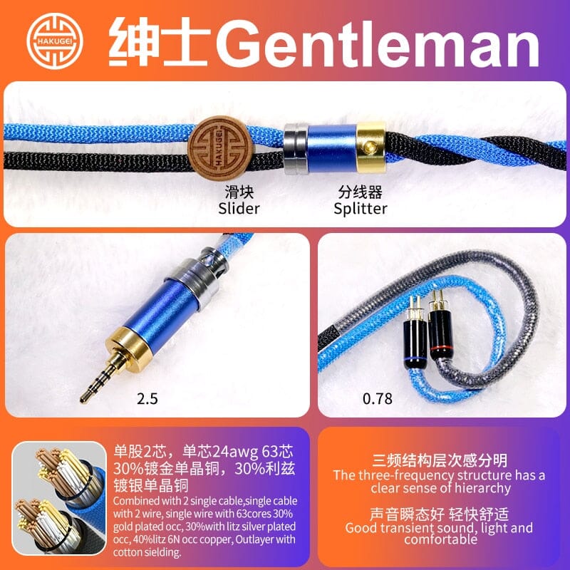 HAKUGEI Gentleman Litz 7N OCC Copper With Cotton Fibre Filled Shield 5-in-1 Switchable Plug Earphone Cable - Image 6
