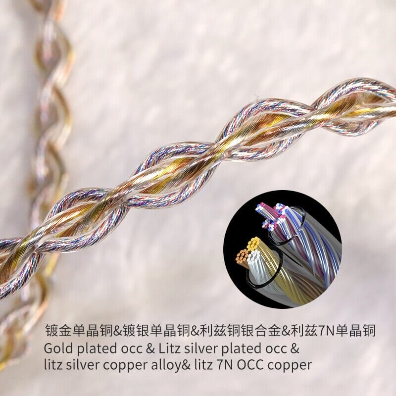 HAKUGEI Sky Dance Cold Silver Copper Litz Alloy Mixed Earphone Cable With Modular Plugs-2Pin 0.78 / MMCX - Image 3