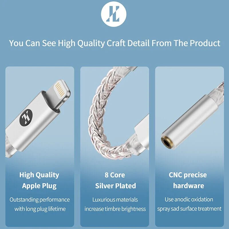 JCALLY JM35L USB Lightning To 3.5mm Cable DAC Hifi Adapter Decode Amp Digital Audio Cable - Image 5