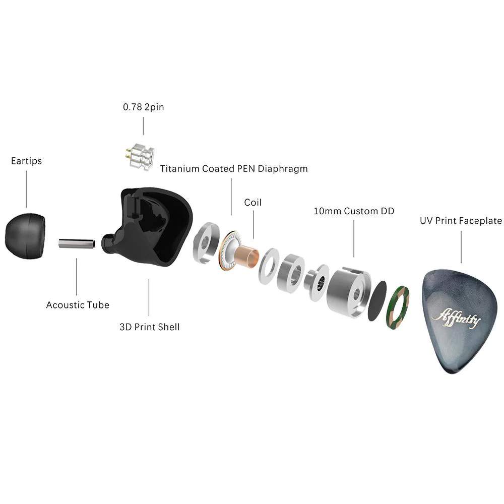 QoA Affinity 10mm PEN Titanium Plated Diaphragm Dynamic Driver In Ear Monitor - Image 3