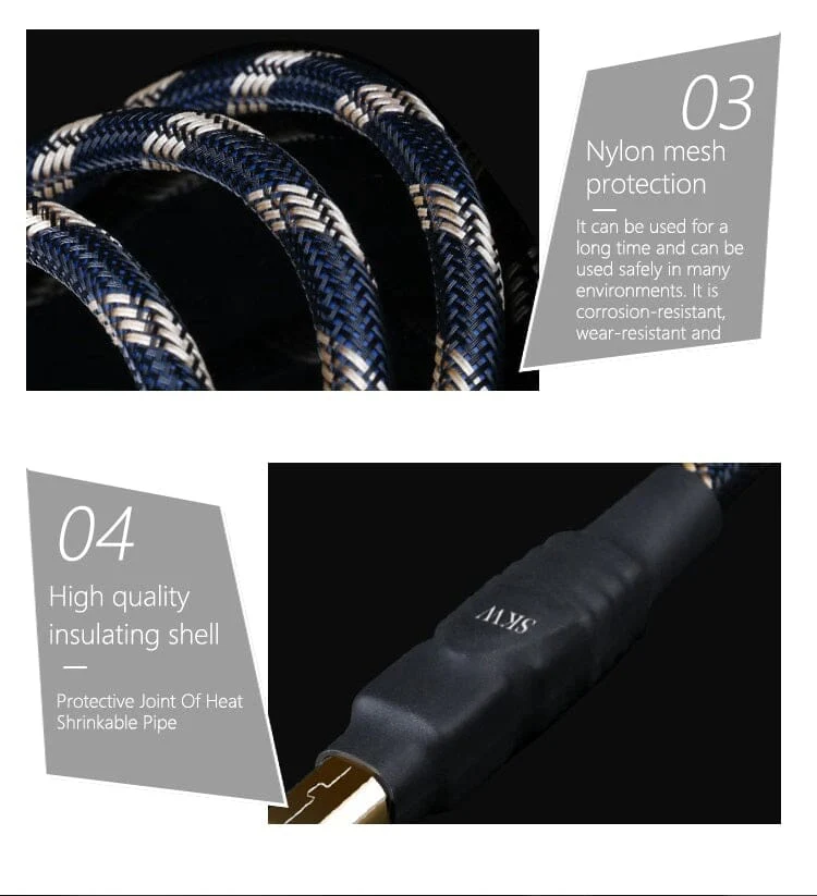 SKW BG-012 USB A-B / A-C HiFi Audio Cable - Image 6