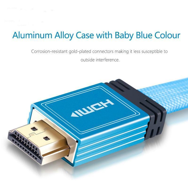 SKW HDMI Cable HDMI to HDMI 2.0 4K @60HZ 4:4:4 Baby blue With 24K Gold Plated for Laptop Connect to Projector TV - Image 3