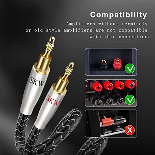 SKW WG20-05 Speaker Cables With Banana Plug For Home Cinema Amplifier Speaker HiFi System - Image 2