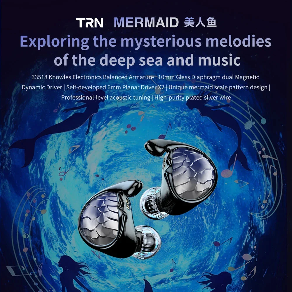 TRN Mermaid 1DD+1BA+2Planar Drivers In-Ear Monitor - Image 6