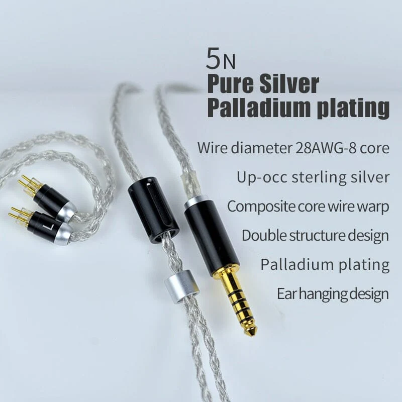 Yongse Titan II 8 Core Silver Palladium Plating Earphone Cable  3.5/2.5/4.4mm-MMCX/0.78 2Pin - Image 5